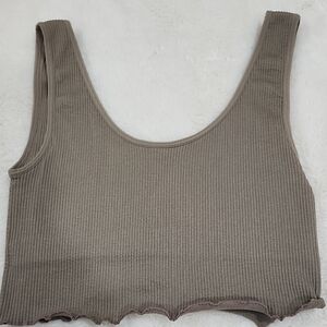 Forever Collectibles Ribbed Brown Crop Top